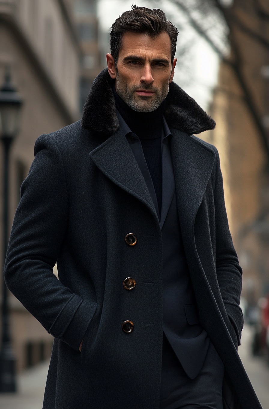 elegant black wool coat