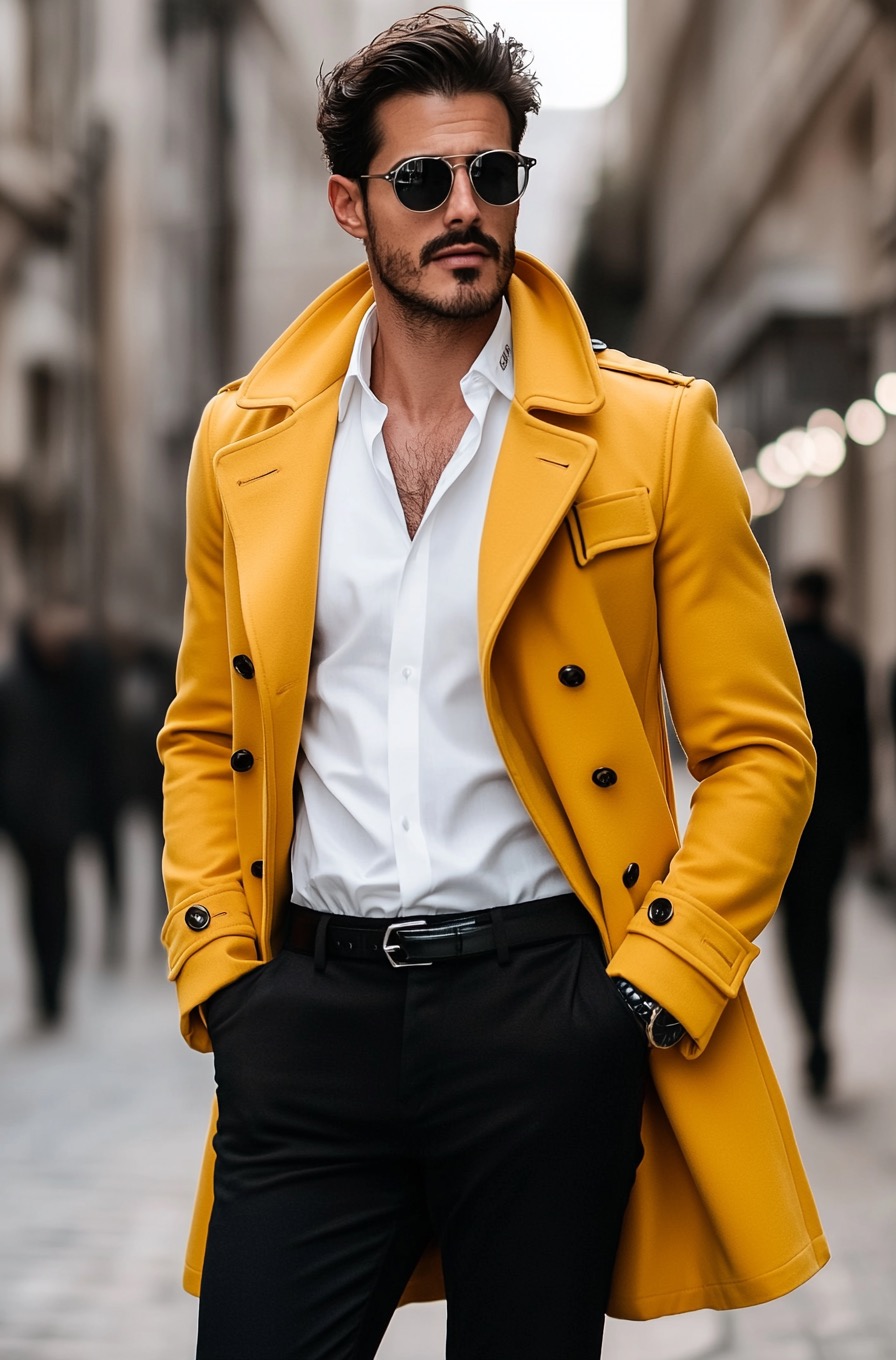 sunny yellow wool coat
