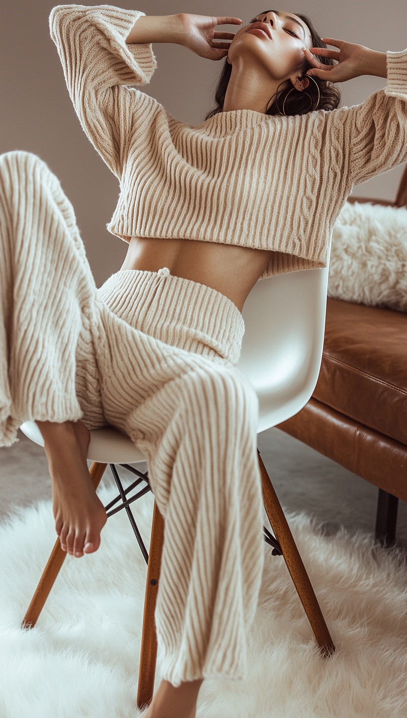 beige white homewear set